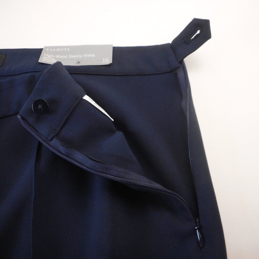 NWT Talbots Women's Size 16 High Waist Skinny Ankle Pants Navy Blue Career - Picture 9 of 10